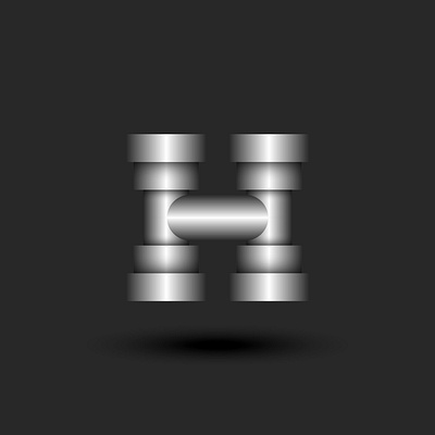 Metallic letter H 3d logo branding emblem fashion h letter h logo h monogram letter design letter logo lettering logo design metallic letter pipe silver gradient tube typography vector