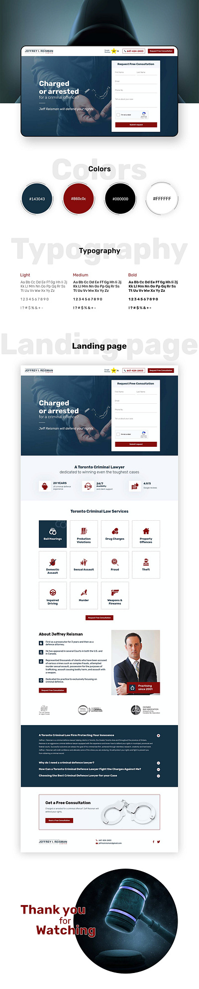 Criminal Defence Lawyer Landing Page figma graphic design landing page photoshop single page website ui ui ux user experience user interface ux web design website website design xd