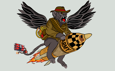 Flying Sapper Death Monkey graphic design illustration