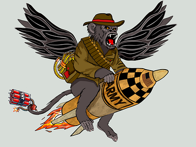 Flying Sapper Death Monkey graphic design illustration