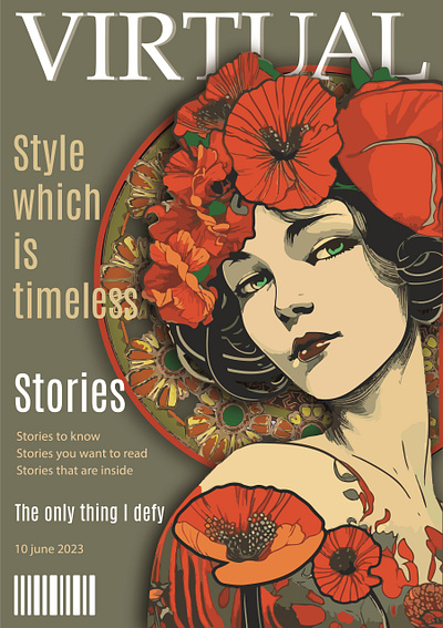 Timeless Blossom art nouveau artisticdesign designinspiration digital art floraldesign graphic design illustration magazinecover modrenclassic poster sophisticatedstyle vintagevibe visual storytelling visualcommunation