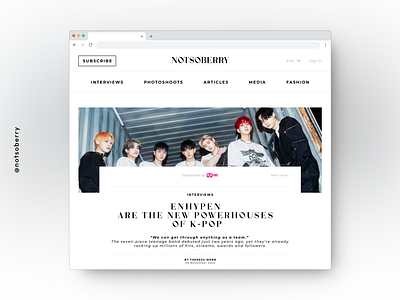 Website Article Design — ENHYPEN (2022) article article page branding design enhypen fashion site graphic design interview kpop main page music ui uiux uiux design user interface ux website