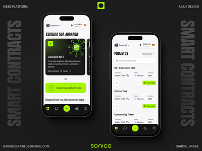 Sonica - Web 3 Platform for Smart Contracts mobile design nft smart contracts ui user experience web3