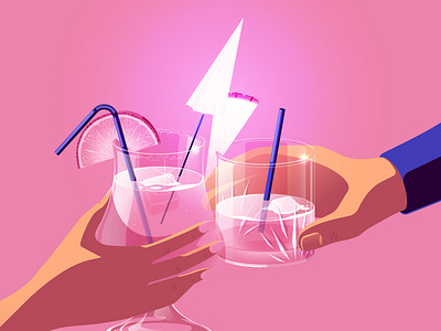 Holiday Recharge (v4) bar cheers cocktails drinks lightning bolt party pink recharge relax straw unwind