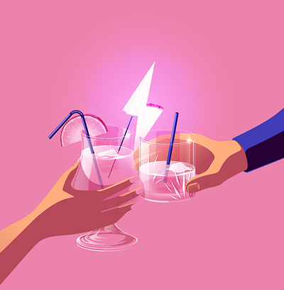 Holiday Recharge (v4) bar cheers cocktails drinks lightning bolt party pink recharge relax straw unwind