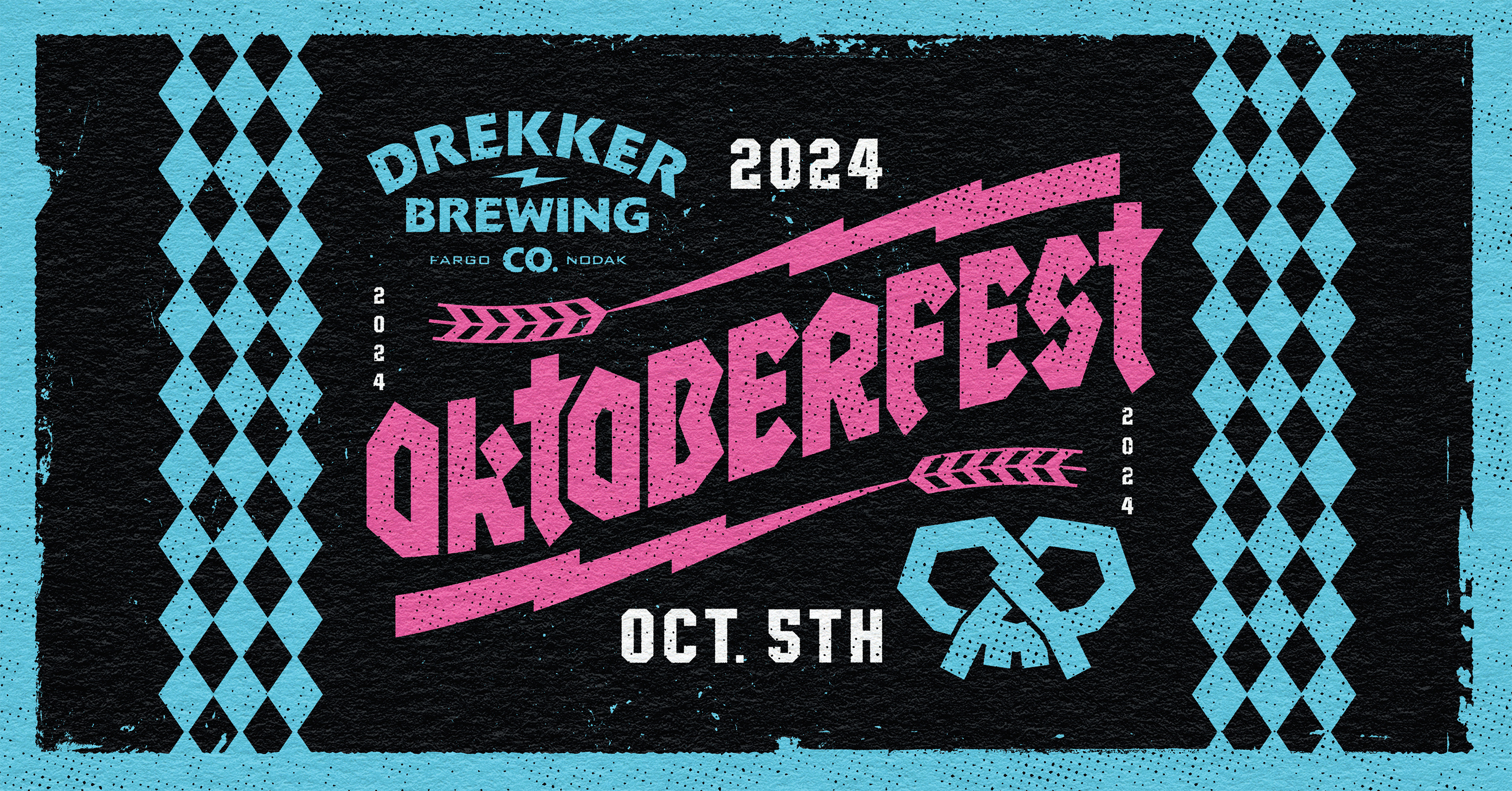 Oktoberfest Type custom typography drekker brewing festival icon illustration lightning lockup logo oktoberfest pretzel skull type wheat
