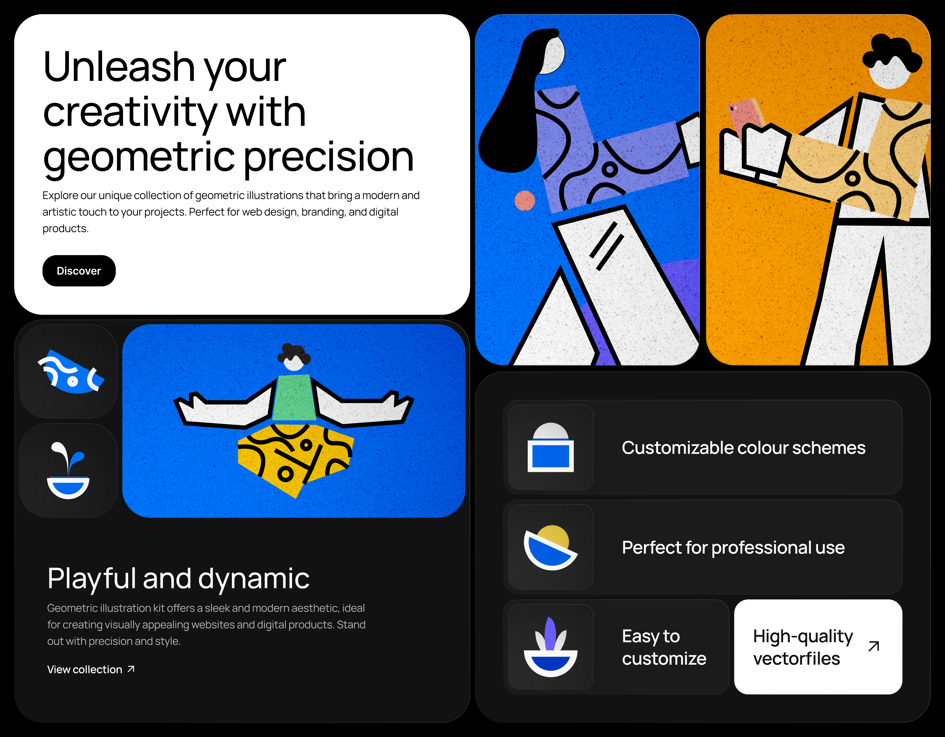 Explore the flexibility of the Geometric Group Illustration Kit! ui8