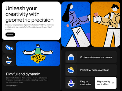Explore the flexibility of the Geometric Group Illustration Kit! ui8