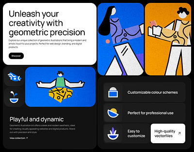 Explore the flexibility of the Geometric Group Illustration Kit! ui8