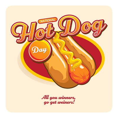National Hot Dog Day design graphic design hot dog illustration typograph typography vector