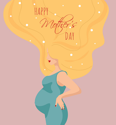 Happy Mother's Day Greeting Card banner beutiful blond children congratulations family graphic design greeting card happiness holiday illustration mother people posters pregnancy pregnant vector wallpapers woman
