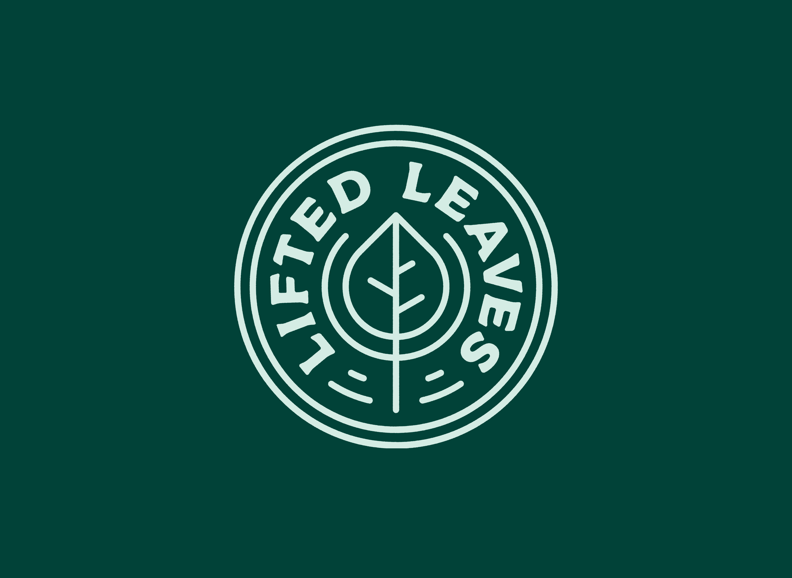 Lifted Leaves logo badge branding circle green hand made leaf leaves logo messanger font planters