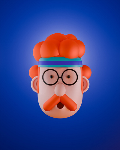 Orange Hair guy 3d blender 3d cartoon 3d character blender fun charactre man face 3d
