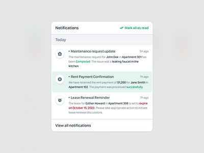 Propwise: Property Management Saas Web App - Notification 🔔 app branding card component component ui dashboard design list notification notification card notification component product design property saas ui ui component uidesign uiux ux uxdesign