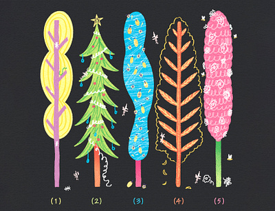 Tree Collection No.1 art artwork christmas design fairy flower fruit illust illustration ipad lettering line pattern photoshop tree tweetyheather
