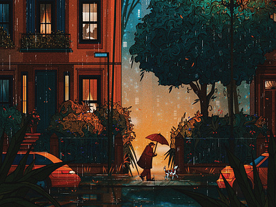 Evening on Berry St - Digital Illustration 2d illustration animation art art portfolio artist book cover character art childrens book childrens book art city art concept art design digital illustration editorial editorial art hand drawn illustration magazine cover procreate storybook