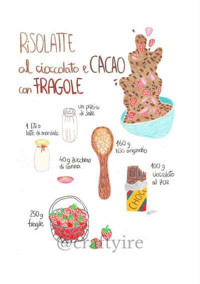 Risolatte al cioccolato 🍓🍫 cooking crayon food food blog food blogger food illustration illustration ingredients pastel recipes