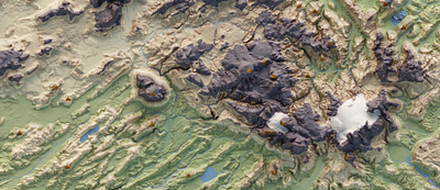 Laugavegur - ULTRA maraþon map 3d blender custom map digital art europe gis graphic design iceland laugavegur map design poster design shaded relief topographic map