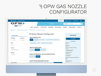 OPW Gas Nozzle Configurator calculator configurator css development html js ui ux
