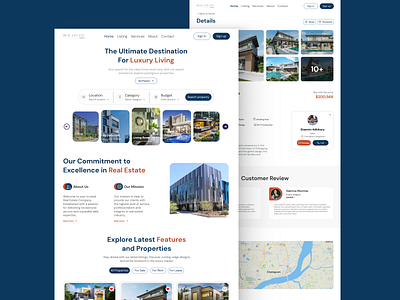 Real Estate Website Landing Page Design branding design details page figma graphic design high end real estate illustration landing page product design real estate ui uiuxdesign user experience user interface ux vector web design website website design