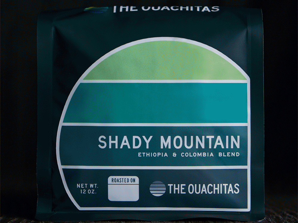 The Ouachitas | Coffee Pouch Label System arkansas camp coffee coffeebags coffeepouch design system flat gif hunter oden label design labels outdoors typography vintage