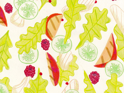 summer food 🥗☀️ crayon food illustration food illustrator insalata irene illustratrice piatti estivi salad summer colors summer food