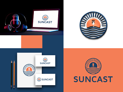 suncast - modern podcast logo america australia branding designer designinspiration dubai europe graphicdesign icon logo logo design logo maker logodaily logoplace logoprofessionals logopromotions london podcast logo design simple suncast logo