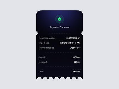 Digital Receipt 🧾 bill clean design dark dark design dark theme design digital bill digital receipt money payment payment receipt receipt transaction ui ui design uiux user interface ux web design website