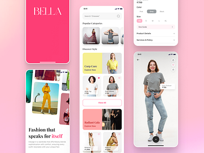 Bella Clothing, A Fashion App branding clean clothing app dresses ecommerce fashion female fashion mobile app tops ui ui design ux women