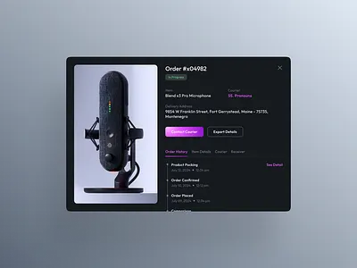 Order view component component design dark mode design system micropgone order modal order view product design product designer style guide uiux uiux designer