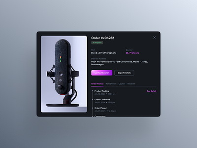 Order view component component design dark mode design system micropgone order modal order view product design product designer style guide uiux uiux designer