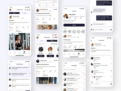 Fitness community page (social) comments community engagement feed fit fit app fitness fitness app fitness community fitness platform fitness social fitness social media messages notifications posts social media