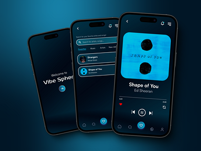 Vibe Sphere Mobile App Design appmusic bestdesign branding designer mobileapp mobileappdesign mobilemockups mockup musicalapp musicapp musicdesign process ui uiux userexperience userinterface ux visuals web design webdesigner