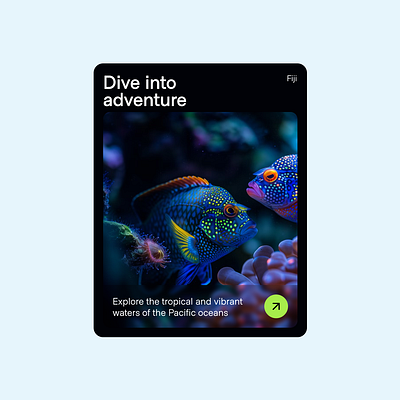 UI card design exploration 🐠💫 card dive figma fiji mobile swim travel tropical ui web