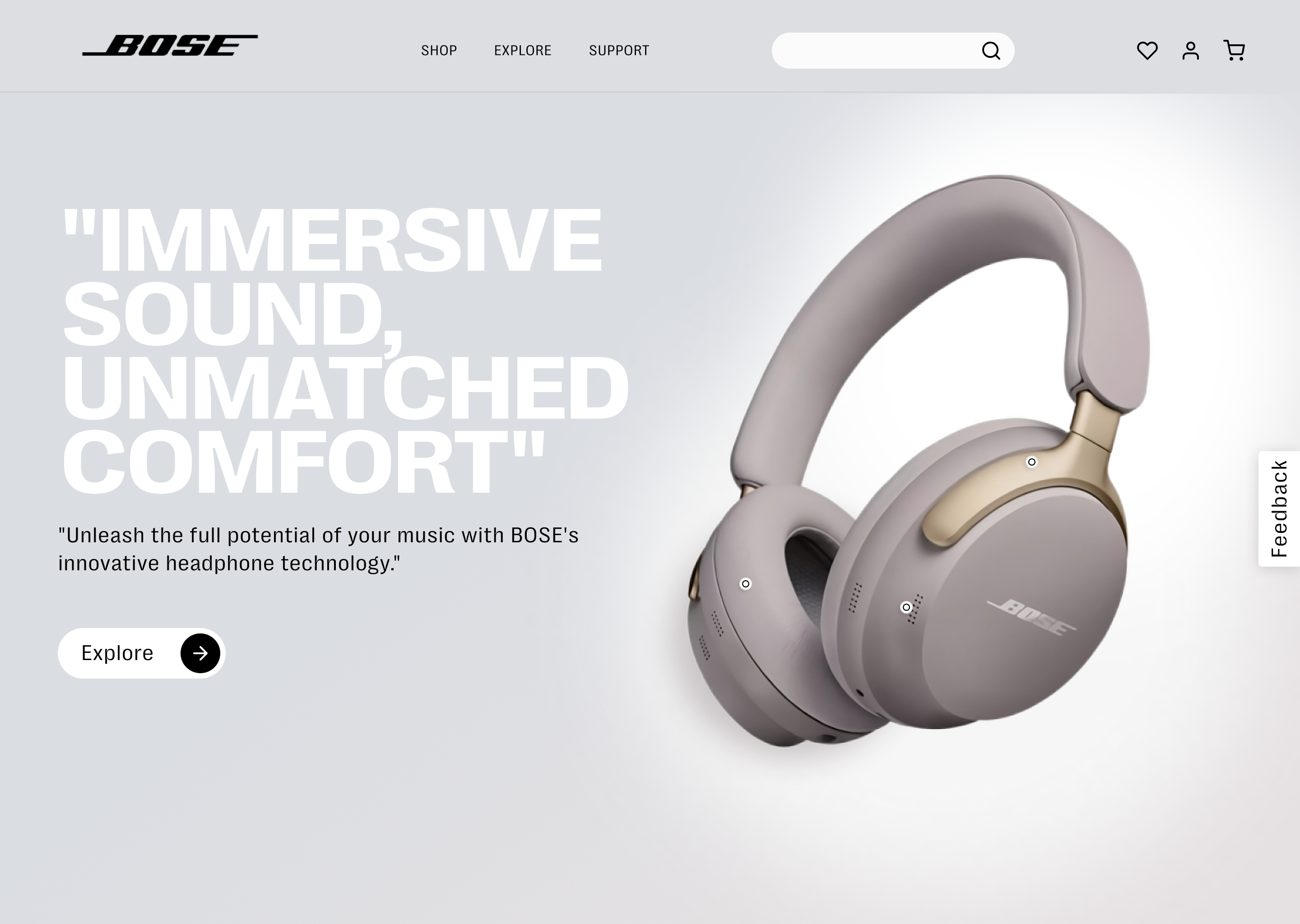 Redesign BOSE website animation branding figma figma design graphic design interaction motion graphics sleek design ui website