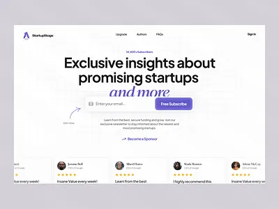 Converting Landing Page for Newsletter b2b b2c high conversion income landing page newsletter profit startup website