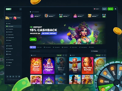 Casino online casino design casino web design crypto crypto betting dashboard design for casino gambling app gambling platform game interface illustration interface lucky spin nft games referral program slot slots design tournaments ui ux casino web casino web3