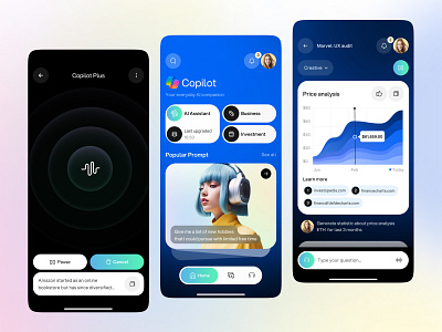 Copilot - AI companion startup UI/UX ai app branding clean color design ios mobile startup ui user interface ux