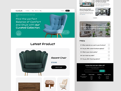 Furnicraft - Furniture landing page chair decor e commerce e commerce website furniture furniture landing page furniture website home decor landing page landing page design online store product product design ui ui design user interface ux ux design website website design