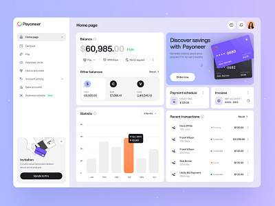 Payoneer Dashboard - UI exploration branding charts clean color dashboard design finance startup ui user interface ux web