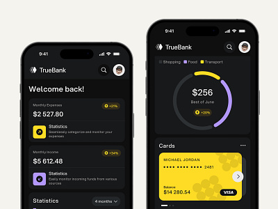 TrueBank - Mobile app UI/UX exploration app banking branding charts clean color design finance ios mobile startup ui user interface ux