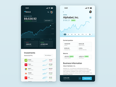 abacus Fintech App iOS charts finance graphs ios mobile stocks trading ui ux