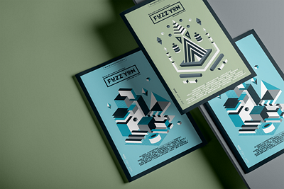 Fuzz'yon • music posters 2 colors brochure concert culture geometric graphic design isometric leaflet music music hall pantone poster two colors