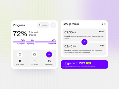 eLearning platform - dashboard widgets components UI exploration branding charts clean color dashboard design education learning startup ui user interface ux web widgets