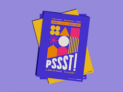PSSST! • conference colored colors conference france geometric graphic design minimalism minimalist poster purple speech talk talking visual yellow