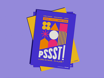 PSSST! • conference colored colors conference france geometric graphic design minimalism minimalist poster purple speech talk talking visual yellow