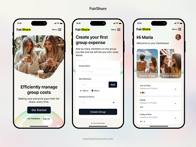 FairShare App app branding clean expenses finance ios mobile modern money split costs ui ux