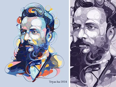 portrait illustration artstyle colorful curve design illustration portrait portrait illustration unique vector vectorart