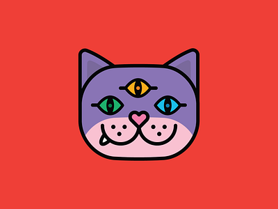 Three-eyed cat avatar cat icon illustration vector weird