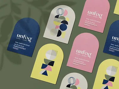 UNFOG • coach business cards arche business card business cards coach coaching colored colors geometric graphic design pastel pattern shapes unfog